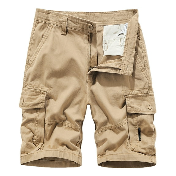 IROINNID Cargo Shorts for Men Summer Outdoors Solid Color Button Multi-pocket Sport Shorts Pants,Khaki