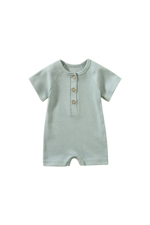 Cotton Neutral Onesies Baby Girls Boys Short Sleeve Solid Color T-Shirt Jumpsuit Romper,Green