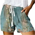 thumbnail image 1 of IROINNID Drawstring Shorts for Women Summer (Not Positioned) Printed Multi Pocket Lace Up Shorts Pants,Blue, 1 of 5