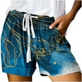 thumbnail image 1 of IROINNID Drawstring Shorts for Women Summer (Not Positioned) Printed Multi Pocket Lace Up Shorts Pants,Dark Blue, 1 of 5