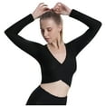 thumbnail image 1 of IROINNID Shirt Women Long Sleeve Gym Clothes for Women Ladies Solid Sports Chest Deep V Cross Vest No Chest Pad Tops,Black, 1 of 5