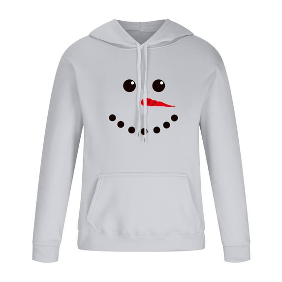 IROINNID On Sale Hoodies for Men Leisure Christmas Print Pullover Long Sleeve Sweatshirts,Gray