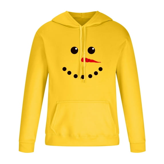 IROINNID On Sale Hoodies for Men Leisure Christmas Print Pullover Long Sleeve Sweatshirts,Yellow