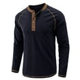 thumbnail image 1 of IROINNID On Sale Mens Pullover Shirts Long Sleeve Pullover Button Bottoming Shirt Round Neck T-Shirt Top,Blue, 1 of 6