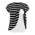 thumbnail image 1 of IROINNID On Sale Nursing Tops for Women Solid Color Stripe Print Short Sleeve Maternity Breastfeeding Clothe Top,Black, 1 of 6