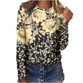 thumbnail image 1 of IROINNID Polyester Long Sleeve T Shirt for Women Comfortable Ladies Round Neck Loose Tops Print T-Shirts Blouse,Yellow, 1 of 5