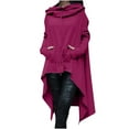 thumbnail image 1 of IROINNID On Sale Polyester Long Sleeve T Shirt for Women Comfortable Plus Size Loose Solid Medium And Long Tops Hooded Sweatshirts Blouse,Hot Pink, 1 of 8
