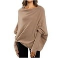 thumbnail image 1 of IROINNID On Sale Pullover Sweater for Women Long Sleeves Boat Neck Loose Pullover Loose Fit Knitted Casual Sweater,Khaki, 1 of 5