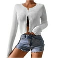 thumbnail image 1 of IROINNID On Sale Womens Cardigans Long Sleeve Autumn And Winter Long Sleeve Solid Color Sweater Tops Blouse Cardigan,White, 1 of 8