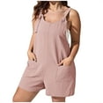thumbnail image 1 of IROINNID One Piece Jumpsuit for Women Shorts Plus Size Summer Solid Sleeveless Suspender Short Jumpsuit,Pink, 1 of 7