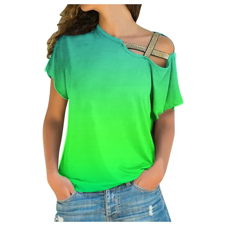 One shoulder loose tops sale