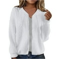 thumbnail image 1 of IROINNID Open Front Jacket for Women Casual Winter Knitted Long Sleeve Solid Zipper Sweater Soft Basic Jacket,White, 1 of 6