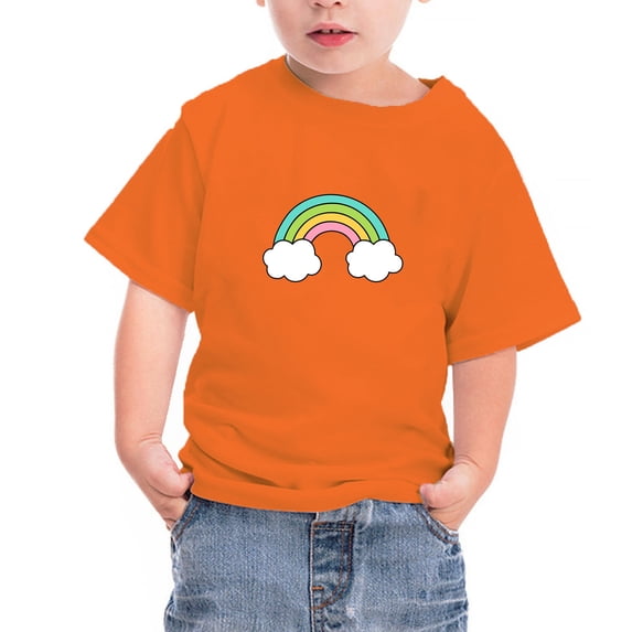 IROINNID Orange Cute Shirt For Kids Unisex Round Neck Cotton Short Sleeve Cotton T-shirt Top 110