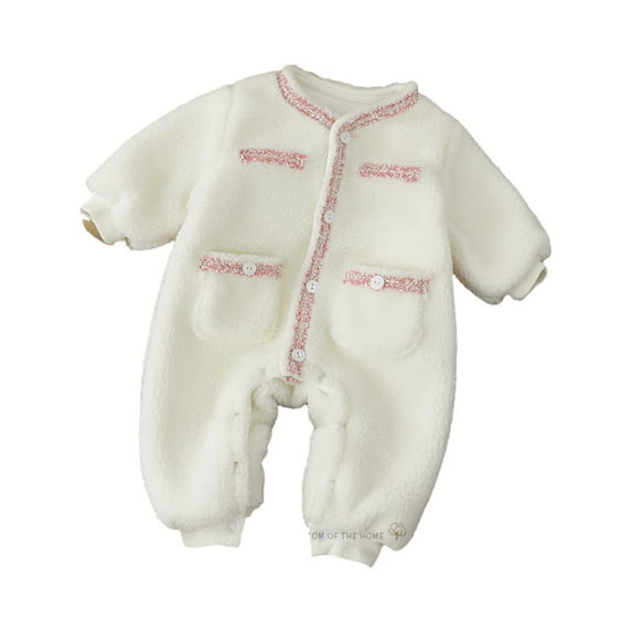 IROINNID Outfits Toddler Babys Newborn Infant Girls Boys Fleece Thick Warm Jumpsuit Button Young 2-18Months 6M