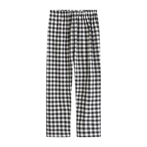 IROINNID Pajama Pants for Men Casual Brushed Homewear Pants Wide Leg Breathable Nightwear Long Plaid Pajamas Trousers,Gray