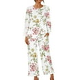 thumbnail image 1 of IROINNID Pajamas Sets for Women Two Pieces Printed Loose Sleep-shirt and Pants Homewear Sleepwear Sets with Pockets,White D, 1 of 4