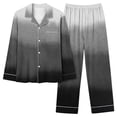 thumbnail image 1 of IROINNID Pajamas for Women Loose Fit 2PC Pjs Button Down Blouse Wide Leg Pants Gradient Comfortable Sleepwear Set with Pocket,Black, 1 of 2
