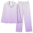 thumbnail image 1 of IROINNID Pajamas for Women Loose Fit 2PC Pjs Button Down Blouse Wide Leg Pants Gradient Comfortable Sleepwear Set with Pocket,Pink, 1 of 2