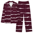 thumbnail image 1 of IROINNID Pajamas for Women Loose Fit 2PC Pjs Button Down Long Sleeve Blouse Pants Stripe Comfortable Sleepwear Set with Pocket,Burgundy, 1 of 2