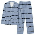 thumbnail image 1 of IROINNID Pajamas for Women Loose Fit 2PC Pjs Button Down Long Sleeve Blouse Pants Stripe Comfortable Sleepwear Set with Pocket,Light Blue, 1 of 2