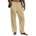 thumbnail image 1 of IROINNID Pant's For Men Relaxed Cigarette Linen Drawstring Loose Trousers Solid Color Elastic Waist Pants, 1 of 5