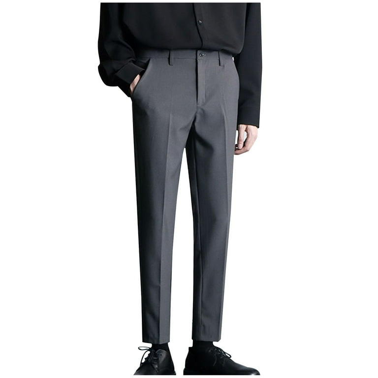 IROINNID Pant s For Men Relaxed Cigarette Trousers Sag Pants Slim Pants Autumn Straight Suit Pants Solid Color Elastic Waist Pants
