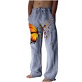 thumbnail image 1 of IROINNID Pant's For Men Relaxed Cigarette Wide Leg Pants Lace-Up Pants Wide Leg Pants Full Length Pants Print Elastic Waist Pants, 1 of 5
