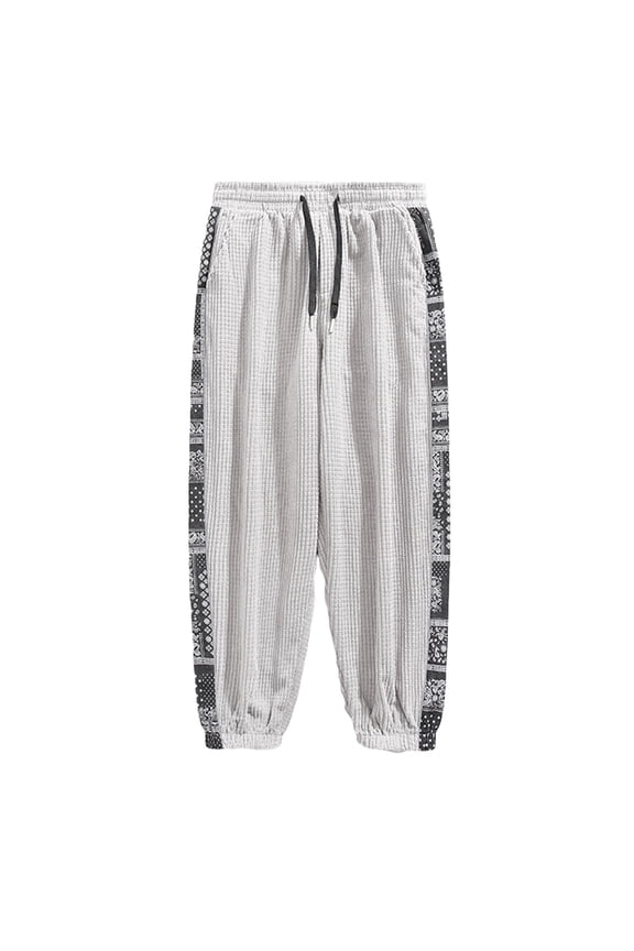 Pant's For Men Relaxed Cigarette Zippered Pocket Pants Wide Leg Drawstring Sports Print Elastic Waist Pants