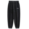 thumbnail image 1 of IROINNID Pant's For Men Relaxed Cigarette Zippered Pocket Pants Wide Leg Drawstring Sports Print Elastic Waist Pants, 1 of 3
