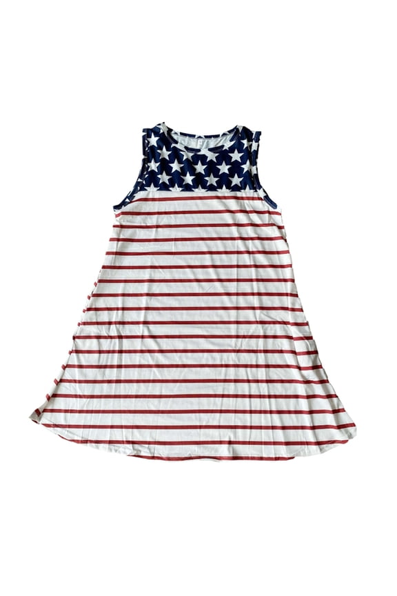 Patriotic Dress For Women Independence Day July 16th Casual Fashion Casual Printed Summer Dress Round Neck Knee-Length Dress