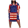 thumbnail image 1 of IROINNID Patriotic Dress For Women 4th of July USA Flag Prints Plus Size Dress For Summer Casual 4th of July Dresses Pocket Knee With Pockets V-Neck Knee-Length Dress, 1 of 5