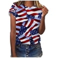thumbnail image 1 of IROINNID Patriotic Shirts for Women Round Neck T-Shirt Casual Blouse Tops Short Sleeve Tops Independence Day, 1 of 6