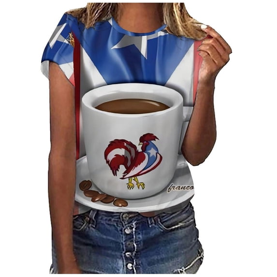 IROINNID Patriotic Shirts for Women Round Neck T-Shirt Casual Blouse Tops Short Sleeve Tops Independence Day