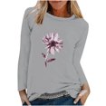 thumbnail image 1 of IROINNID Pink Tops for Women Long Sleeves Shirts Printed Round Neck Comfy Tee ,Gray, 1 of 5