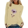 thumbnail image 1 of IROINNID Pink Tops for Women Long Sleeves Shirts Printed Round Neck Comfy Tee ,Khaki, 1 of 5