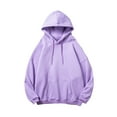 thumbnail image 1 of IROINNID Plain Hoodies Pullover Comfy Hooded Top Round Neck Long Sleeve Pullover Solid Color Sweatshirts Blouse ,Purple, 1 of 3