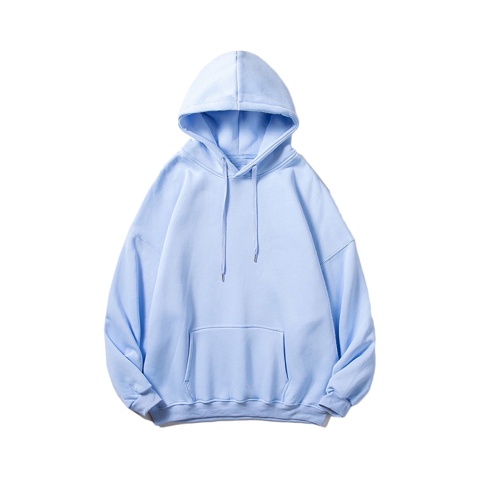 IROINNID Plain Hoodies Pullover Cotton Comfy Hooded Top Round Neck Long Sleeve Pullover Solid Color Sweatshirts Blouse On Sale Sky Blue Walmart