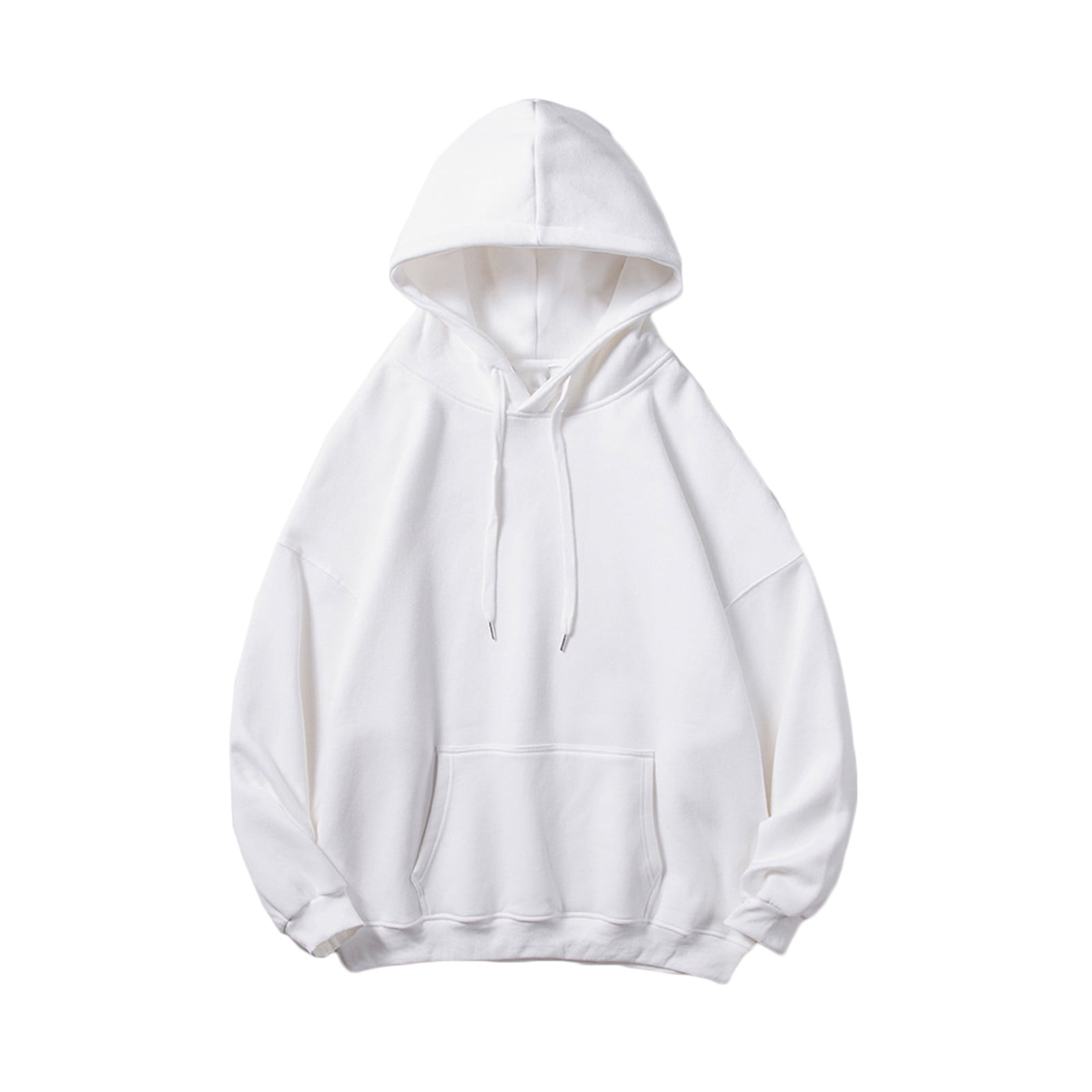 IROINNID Plain Hoodies Pullover Cotton Comfy Hooded Top Round Neck Long Sleeve Pullover Solid Color Sweatshirts Blouse On Sale White Walmart Business Supplies