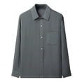 thumbnail image 1 of IROINNID Plain Long Sleeve Shirts for Men Casual New Shirt Business Turndown Collar Blouse & Shirt Deals,Green, 1 of 4