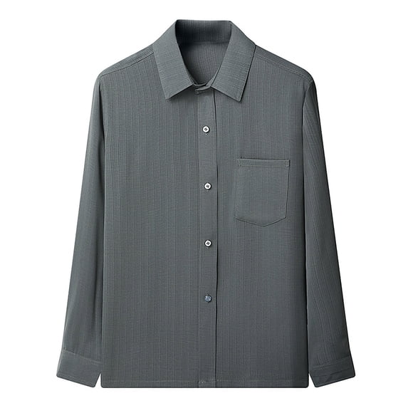 IROINNID Plain Long Sleeve Shirts for Men Casual New Shirt Business Turndown Collar Blouse & Shirt Deals,Green
