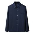 thumbnail image 1 of IROINNID Plain Long Sleeve Shirts for Men Casual New Shirt Business Turndown Collar Blouse & Shirt Deals,Navy, 1 of 4