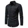 thumbnail image 1 of IROINNID Plain Long Sleeve Shirts for Men Casual New Shirt Plus Plaid Business Turndown Collar Blouse & Shirt Deals,Black, 1 of 8