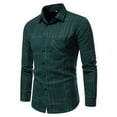 thumbnail image 1 of IROINNID Plain Long Sleeve Shirts for Men Casual New Shirt Plus Plaid Business Turndown Collar Blouse & Shirt Deals,Green, 1 of 3