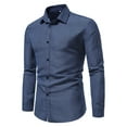 thumbnail image 1 of IROINNID Plain Long Sleeve Shirts for Men Comfy New Shirt Business Turndown Collar Blouse & Shirt Discount,Navy, 1 of 3