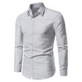 thumbnail image 1 of IROINNID Plain Long Sleeve Shirts for Men Comfy New Shirt Business Turndown Collar Blouse & Shirt Discount,White, 1 of 5