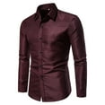 thumbnail image 1 of IROINNID Plain Long Sleeve Shirts for Men Cozy New Shirt Business Turndown Collar Blouse & Shirt Deals,Burgundy, 1 of 8