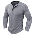 thumbnail image 1 of IROINNID Plain Long Sleeve Shirts for Men Loose Muscle Basic Solid Pure Color Blouse Tee Shirt Top Round-Neck Blouses & Shirts ,Gray, 1 of 7