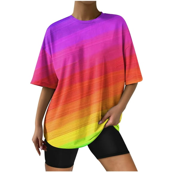 IROINNID Plus Size Comfy Tops For Women Causal Round Neck Printing Blouse Short Sleeve T-Shirt Summer Tops Under 10$