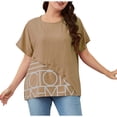 thumbnail image 1 of IROINNID Plus Size Tops For Women Sexy Trendy T-shirt Round Neck Short Sleeve Tops Spring Saving Sale, 1 of 6