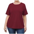 thumbnail image 1 of IROINNID Plus Size Tops For Women Summer Going Out Loose Casual Short Sleeve Round Neck Top Spring Saving, 1 of 8